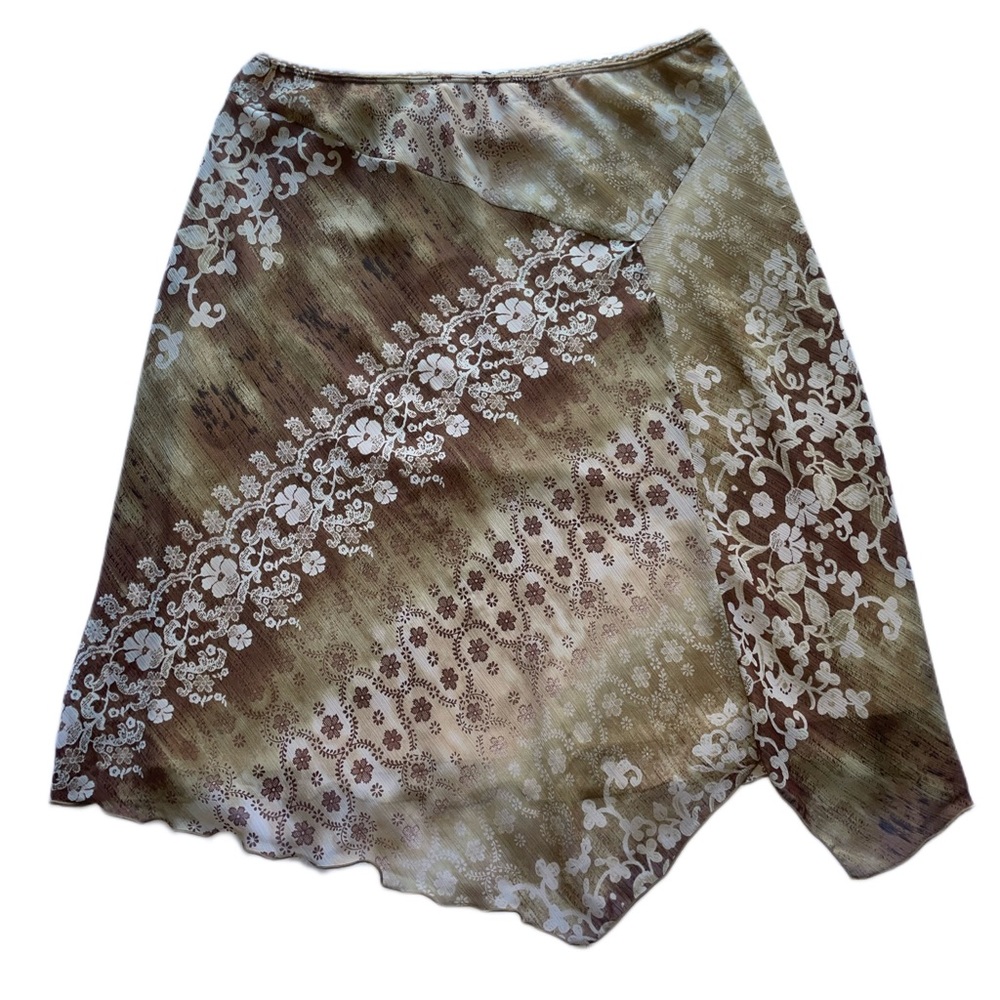 Brown Floral Patterned Skirt